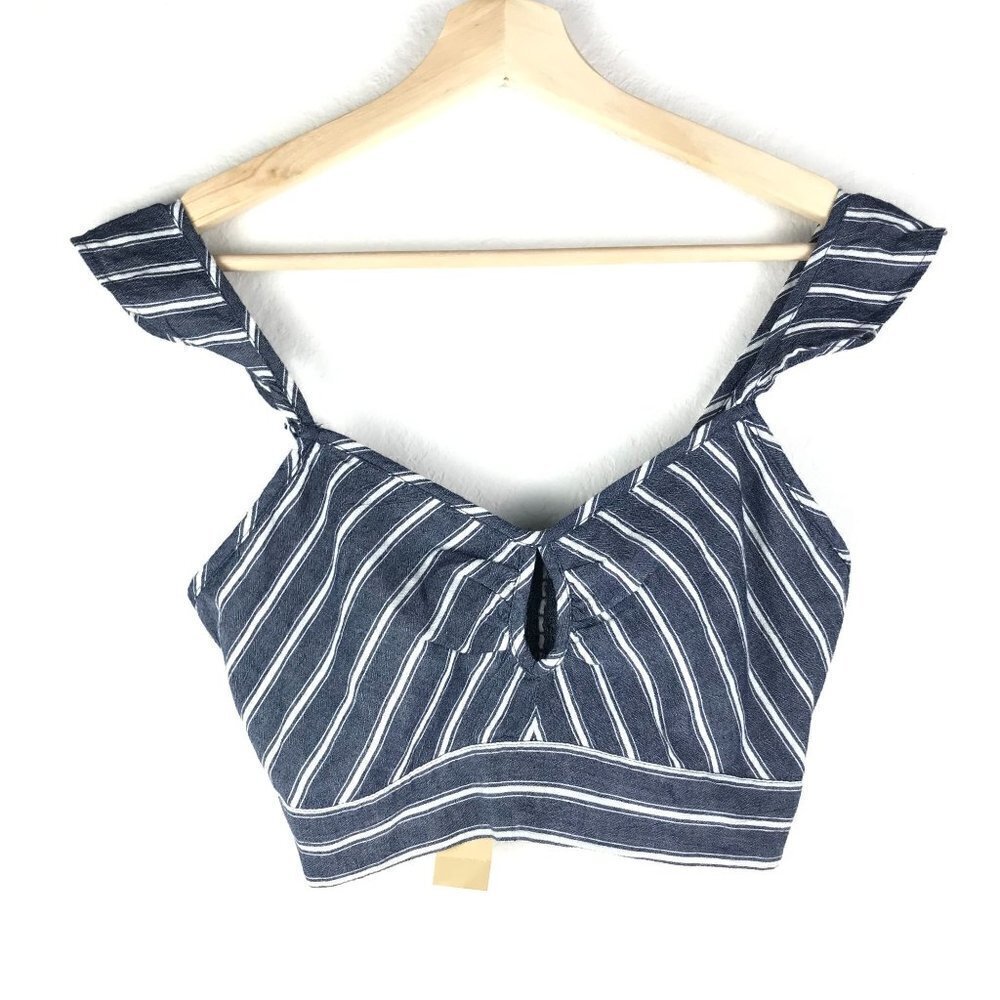 American Eagle Outfitters Blue & White Striped Crop Top Size X-Small NWT